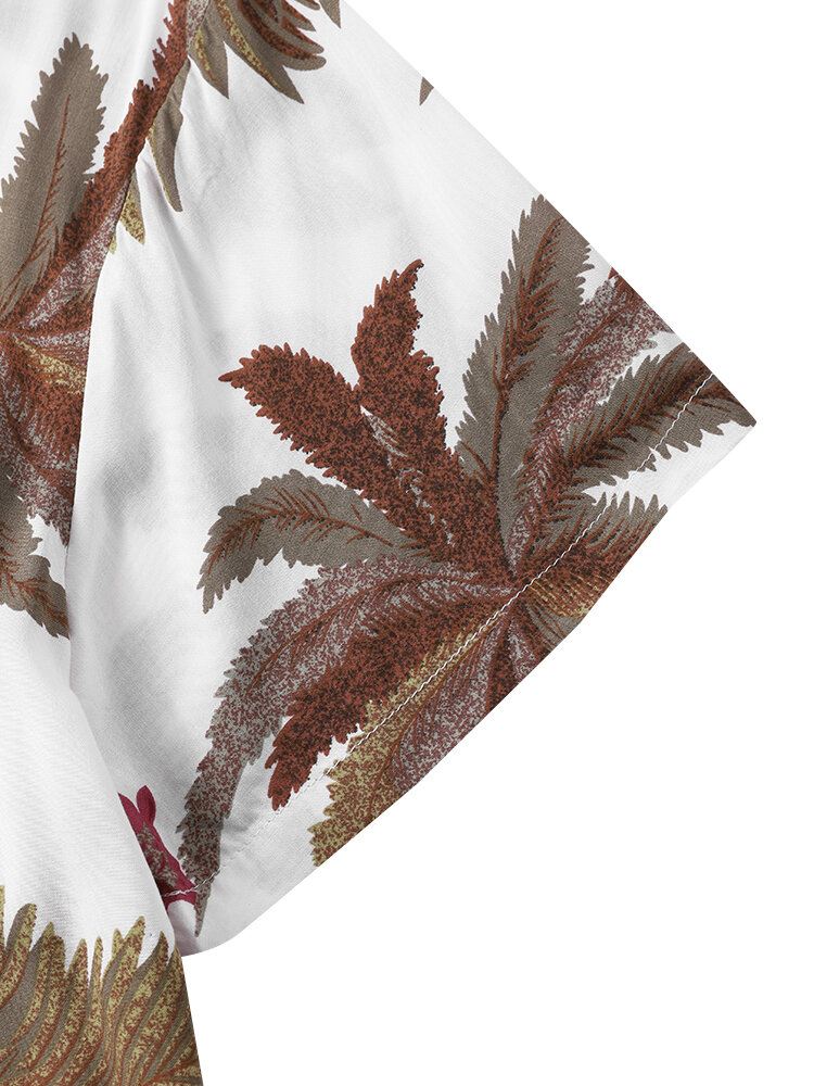 Miesten Tropical Leaf Hawaii Style Rento Ihoystävällinen Yhteensopivia Pehmeitä Paidat