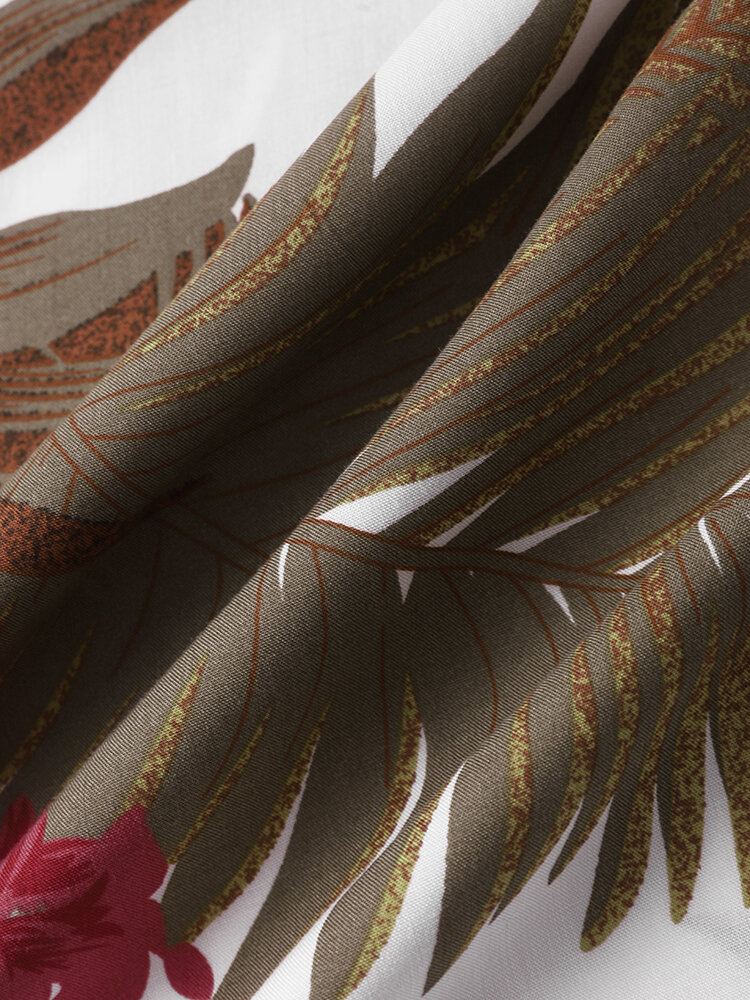 Miesten Tropical Leaf Hawaii Style Rento Ihoystävällinen Yhteensopivia Pehmeitä Paidat