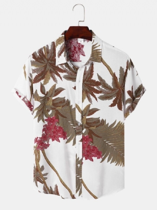 Miesten Tropical Leaf Hawaii Style Rento Ihoystävällinen Yhteensopivia Pehmeitä Paidat