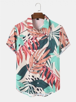 Miesten Tropical Leaves Graphic Pehmeä Kaikki Yhteensopivat Ihoystävälliset Paidat