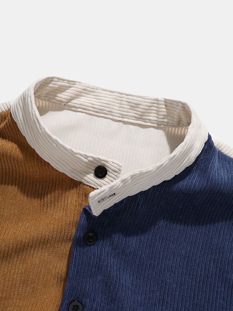 Miesten Vakosametti Color Block Splice Henley Paidat