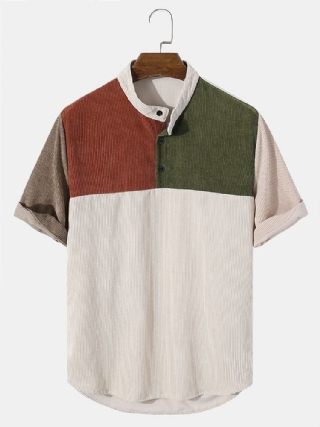 Miesten Vakosametti Color Block Splice Henley Paidat