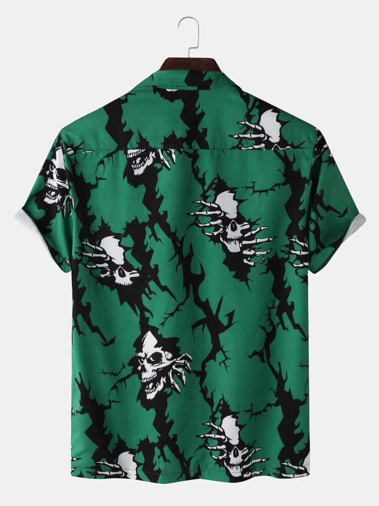 Miesten Vapaa-ajan Revere Collar Skull Print-taskupaidat