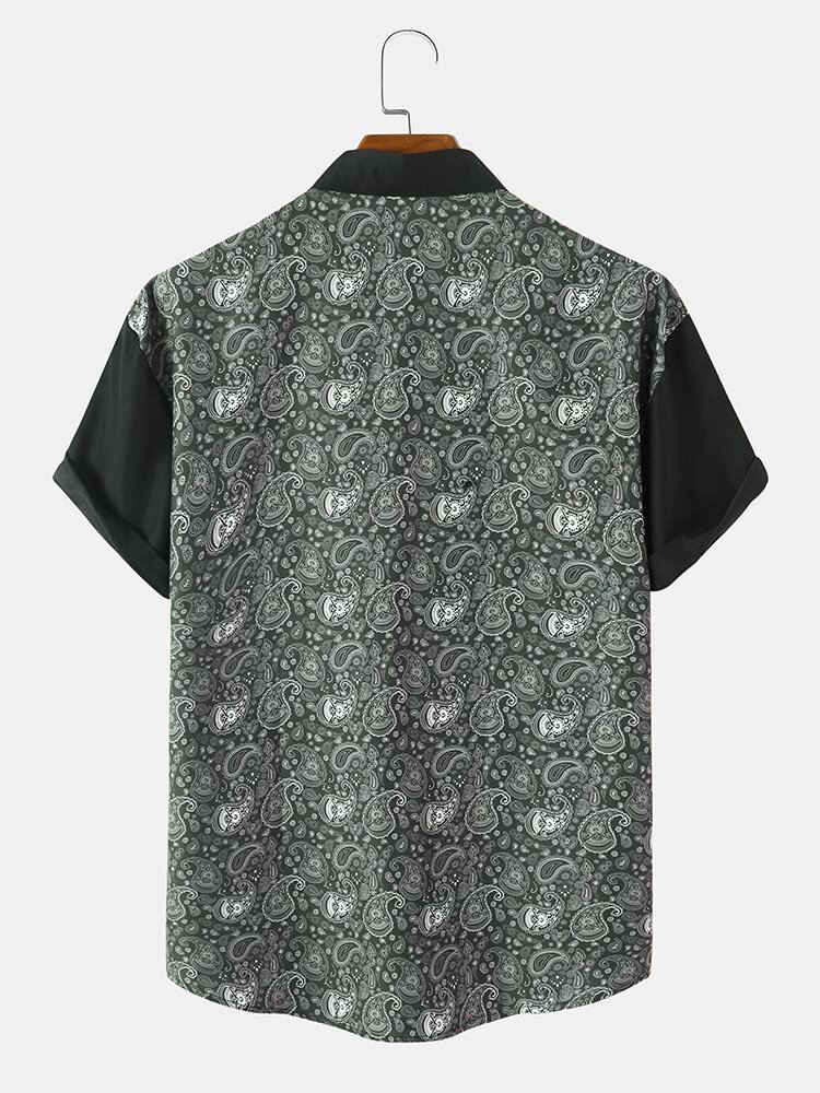 Miesten Yksiväriset Paisley Print Button Up Lyhythihaiset Paidat