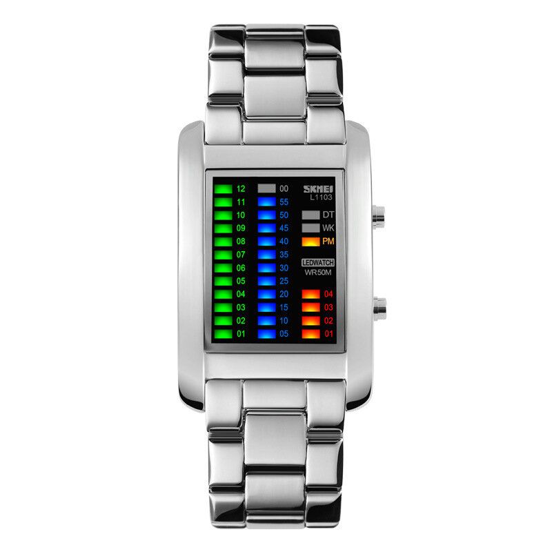 Business Style Led Display Rannekello Teräsranneke Creative Style Digital Watch