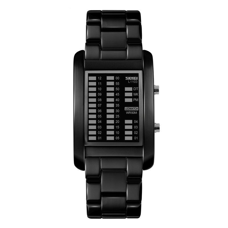 Business Style Led Display Rannekello Teräsranneke Creative Style Digital Watch