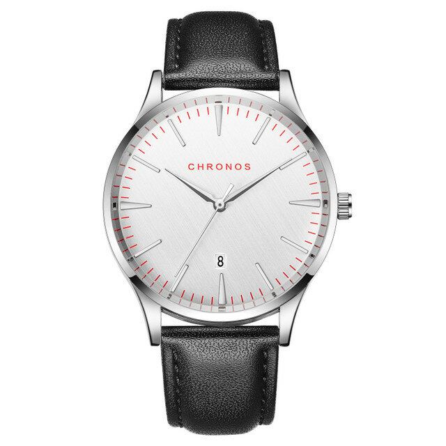 Casual Style Vedenpitävä Miesten Rannekello 40mm Hardlex Kellotaulu Ultra Thin Quartz Watch