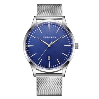 Casual Style Vedenpitävä Miesten Rannekello 40mm Hardlex Kellotaulu Ultra Thin Quartz Watch