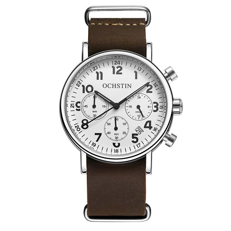 Chronograph Casual Style Miesten Rannekello Aito Nahka Rannekello Kvartsikello