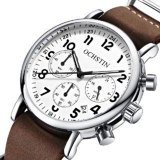 Chronograph Casual Style Miesten Rannekello Aito Nahka Rannekello Kvartsikello