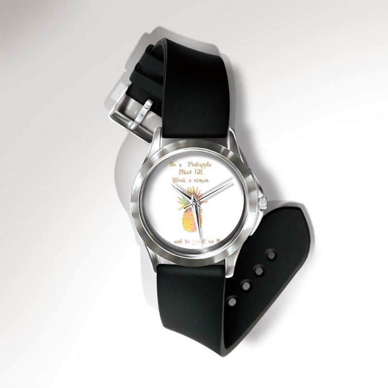 Muoti Ananasprinttikello Kesä Fruit Alloy Pvc Casual Lady Quartz Watch