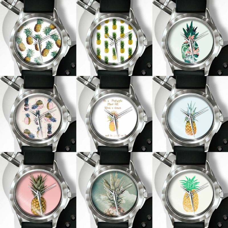 Muoti Ananasprinttikello Kesä Fruit Alloy Pvc Casual Lady Quartz Watch