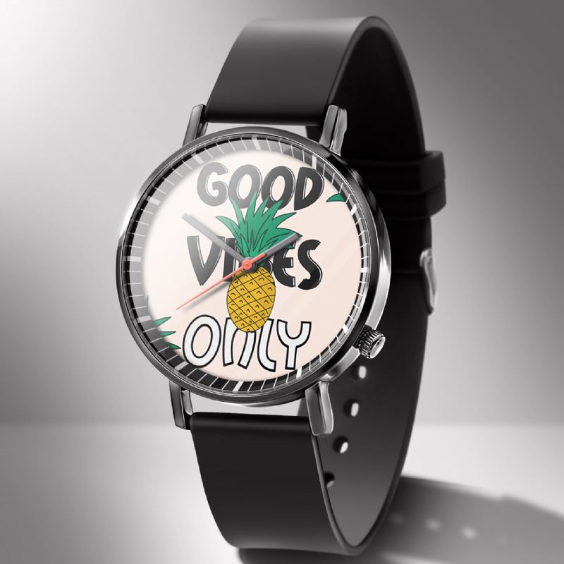 Muoti Ananasprinttikello Kesä Fruit Alloy Pvc Casual Lady Quartz Watch