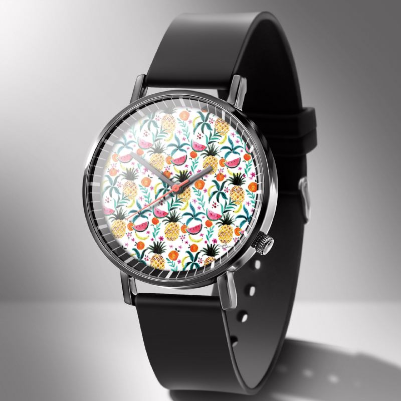 Muoti Ananasprinttikello Kesä Fruit Alloy Pvc Casual Lady Quartz Watch