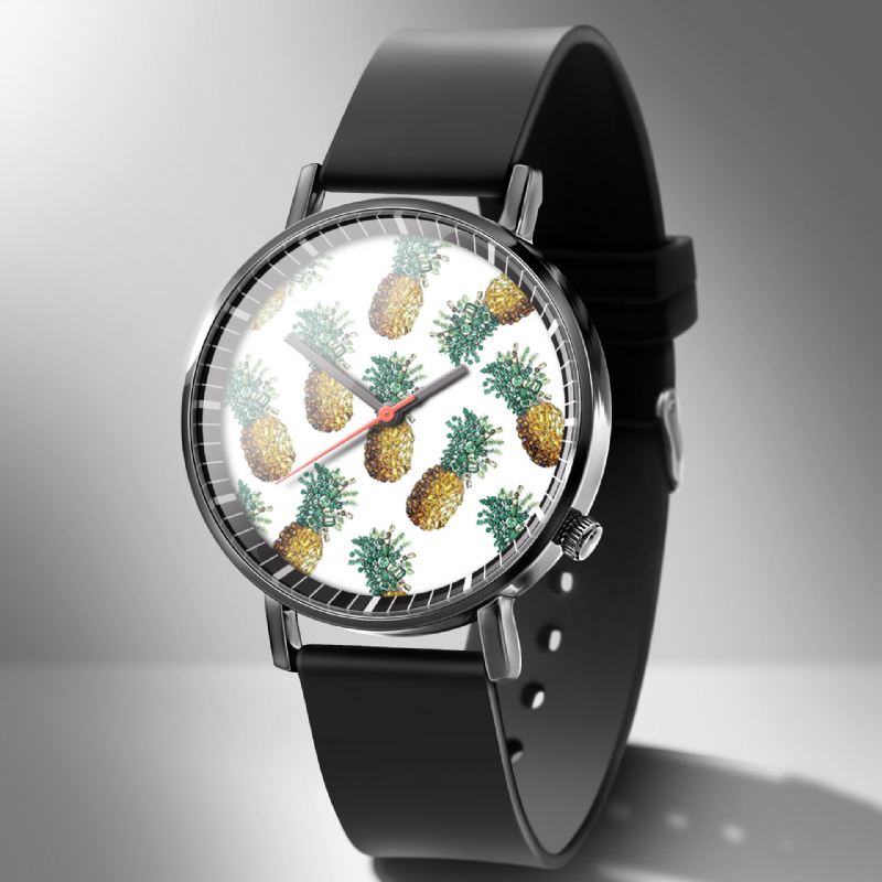 Muoti Ananasprinttikello Kesä Fruit Alloy Pvc Casual Lady Quartz Watch