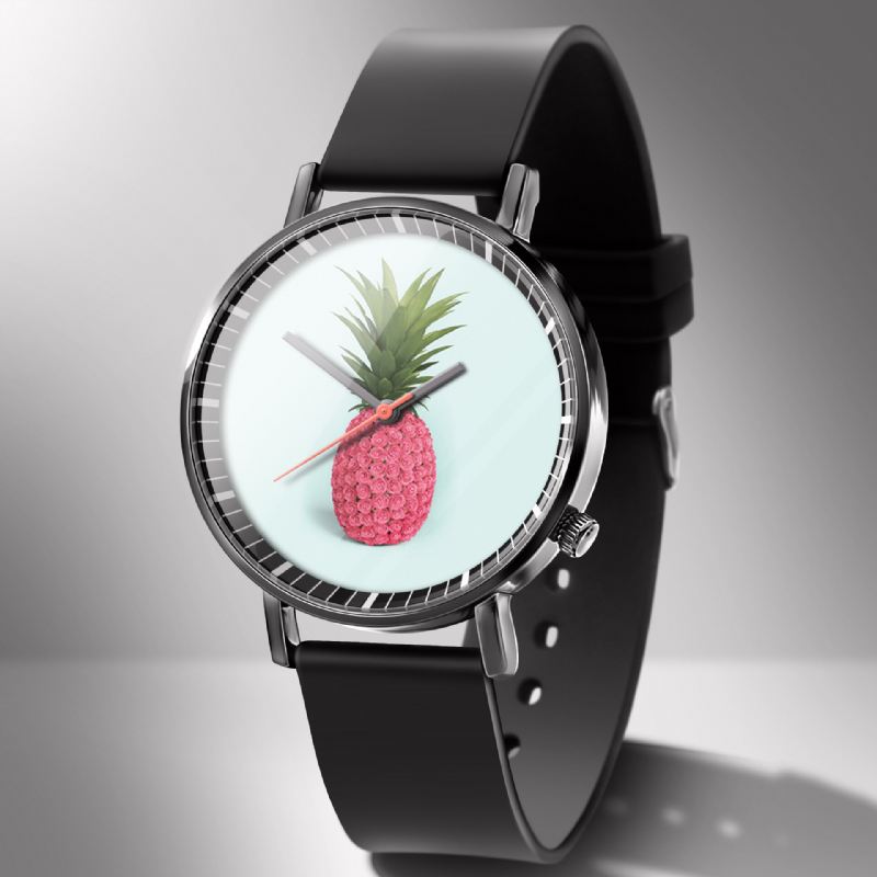 Muoti Ananasprinttikello Kesä Fruit Alloy Pvc Casual Lady Quartz Watch