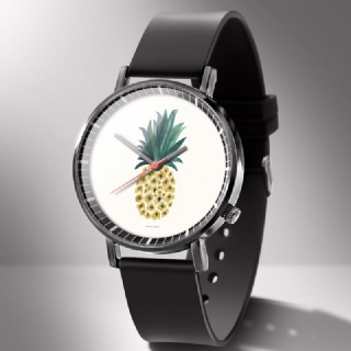 Muoti Ananasprinttikello Kesä Fruit Alloy Pvc Casual Lady Quartz Watch