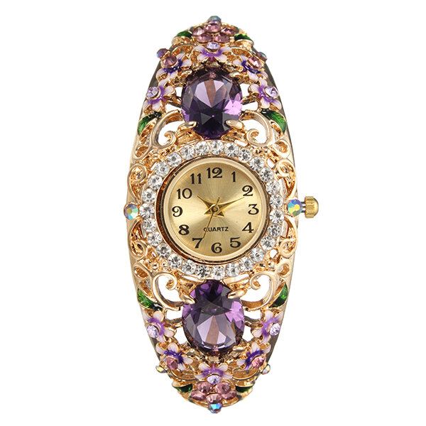 Retrotyylinen Naisten Rannekoru Kello Flower Diamond Quartz Watch