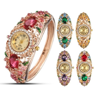 Retrotyylinen Naisten Rannekoru Kello Flower Diamond Quartz Watch