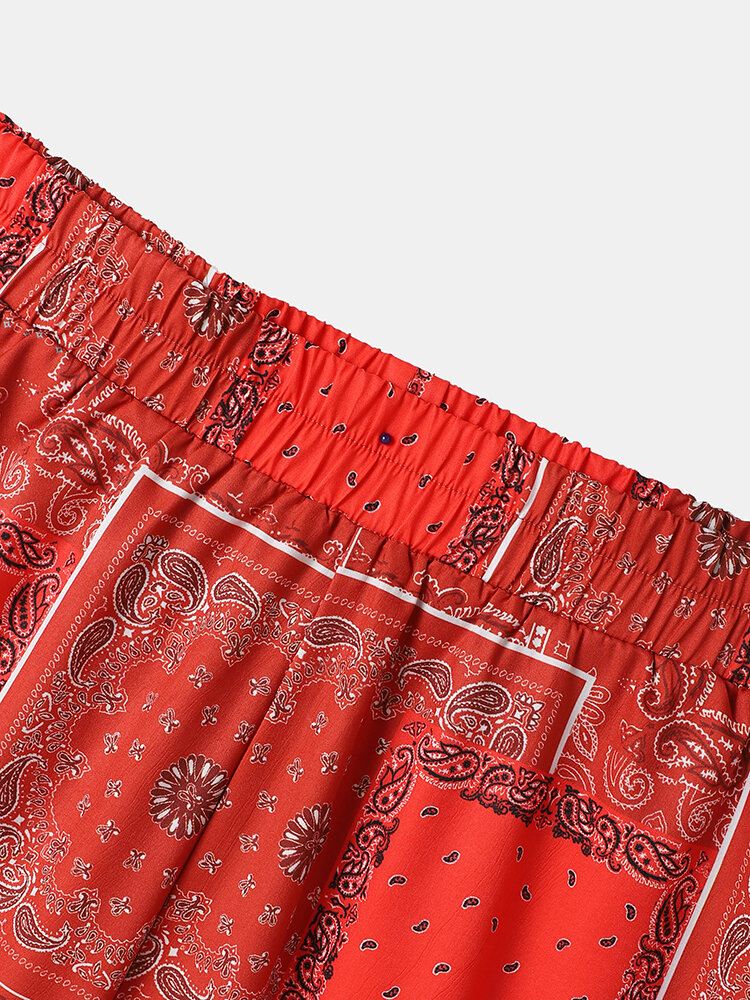 Miesten Flame Paisley Print Street Revere-kaulus Pehmeä Kaksiosaiset Asut