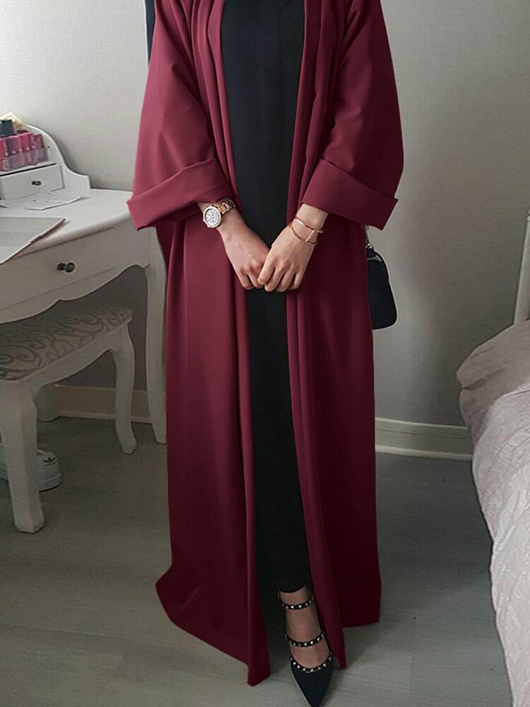 Naisten Vintage Yksivärinen Löysä Rento Neuletakki Abaya Kaftan Pitkähihainen Kaapu