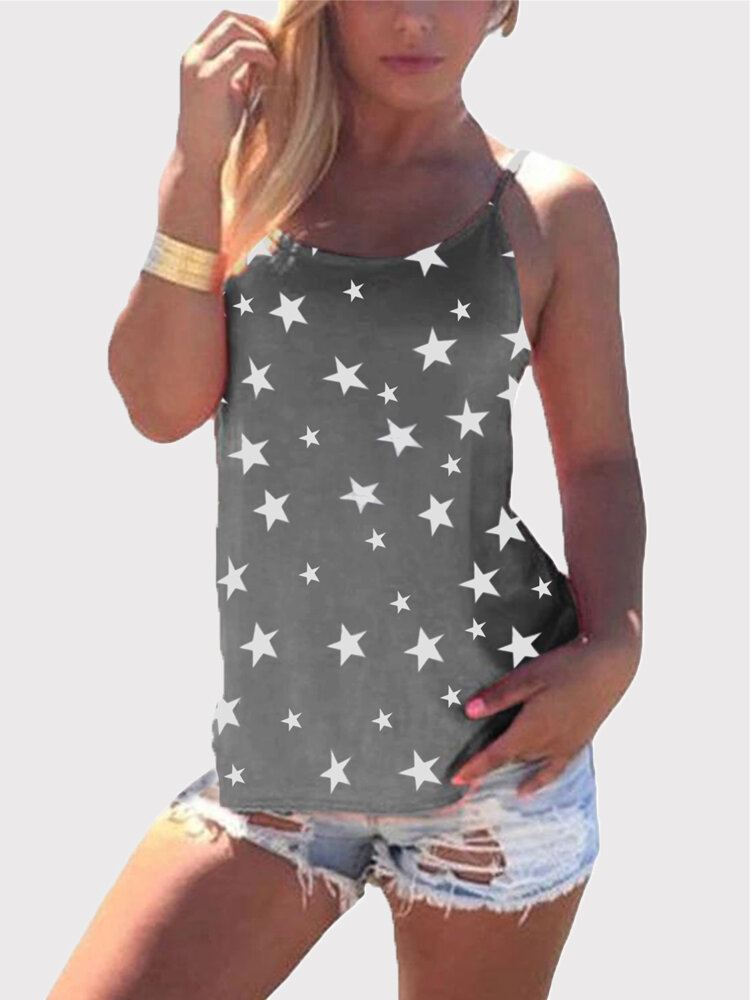 Tähti Tulosta Takaisin Ristihihaton Sling Casual Wild Tank Top