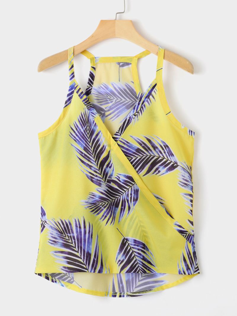 Tropical Plant Print V-pääntie Hihattomat Kesäiset Hawaii-tanktopit