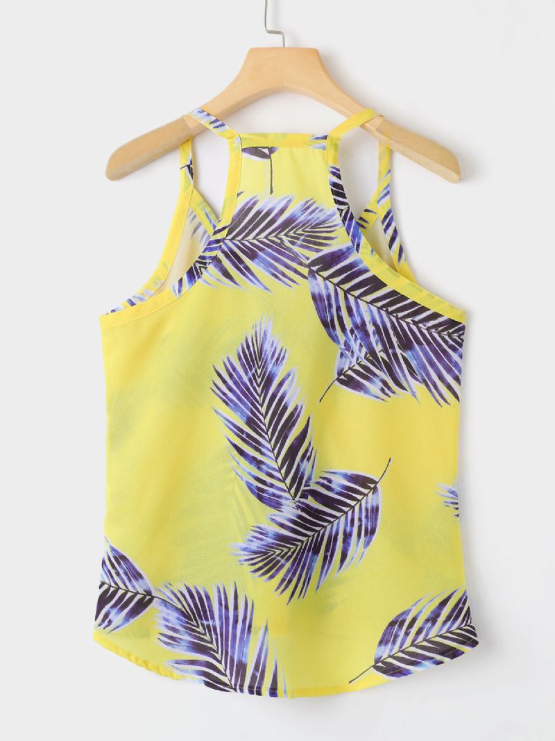 Tropical Plant Print V-pääntie Hihattomat Kesäiset Hawaii-tanktopit