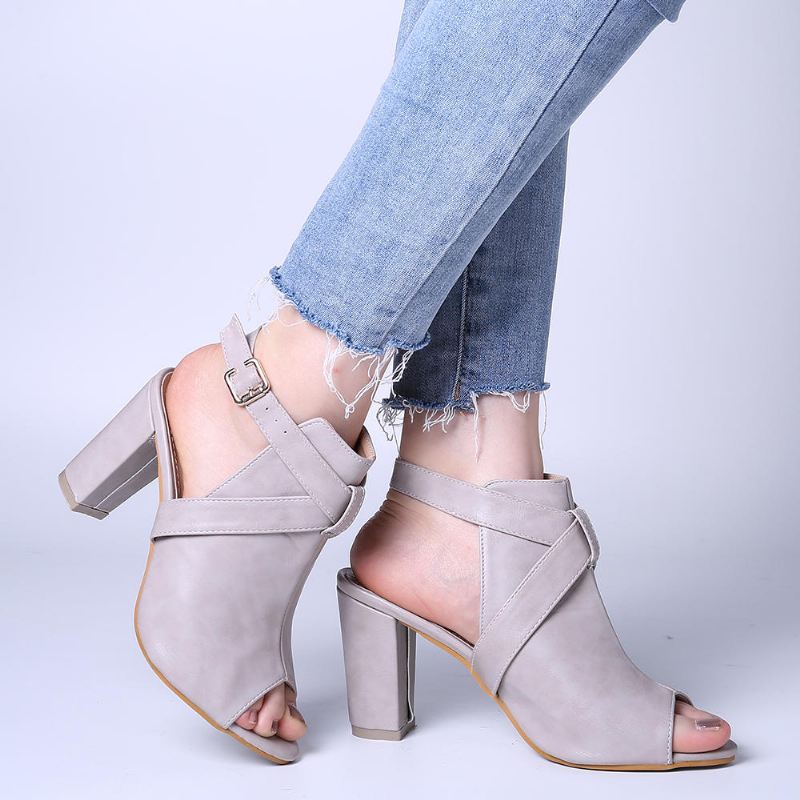 Naisten Peep Toe Slingback Solki Korkeakorkoiset Pumput