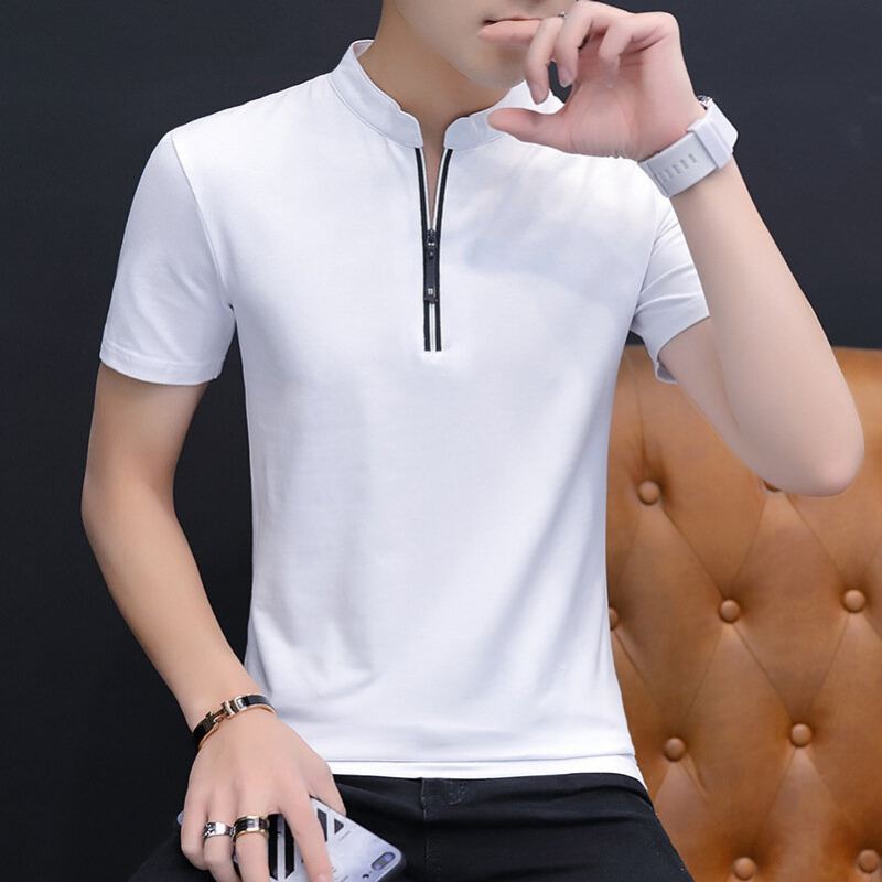 Miesten Lyhythihaiset Slim Lapel Casual T-paidat