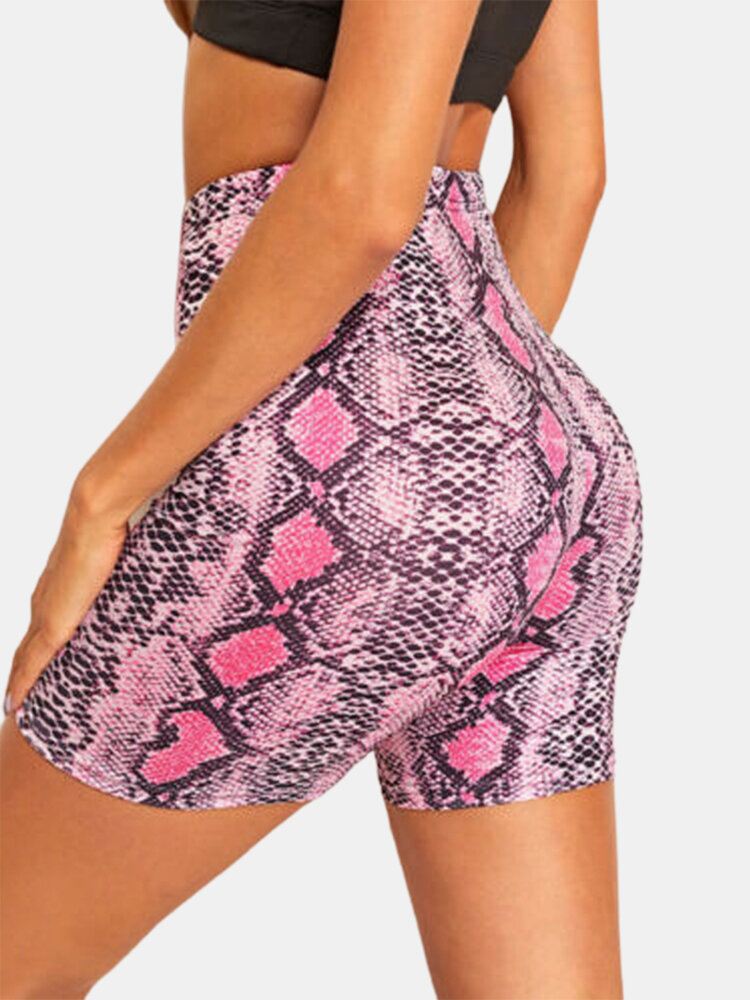 Urheilulliset Naisten Skake-skin Print Yoga Shortsit