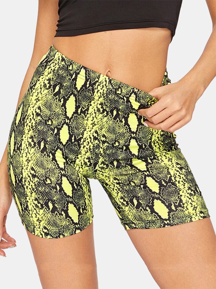 Urheilulliset Naisten Skake-skin Print Yoga Shortsit