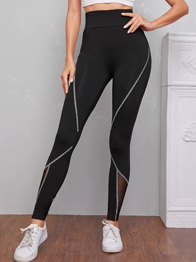 Naisten Patch Line Print Elastinen Vyötärö Bodycon Sport Casual Leggingsit