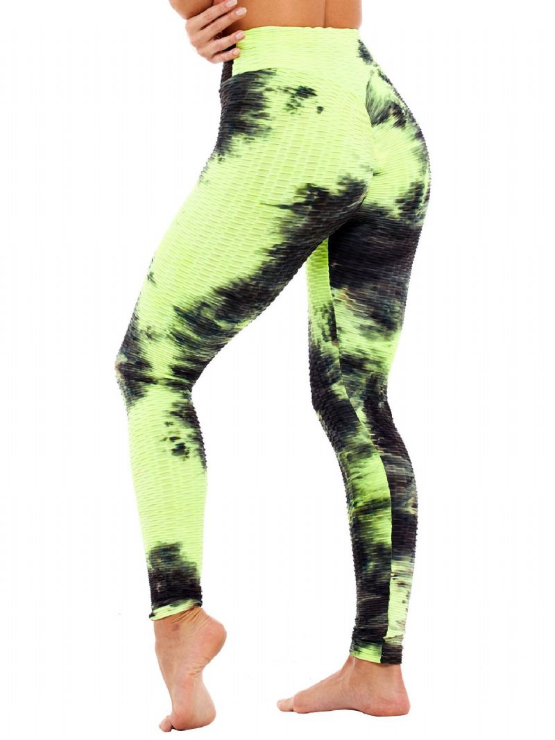 Tie-dye Random Print Korkea Vyötärö Slim Sport Jooga Rennot Leggingsit Naisille