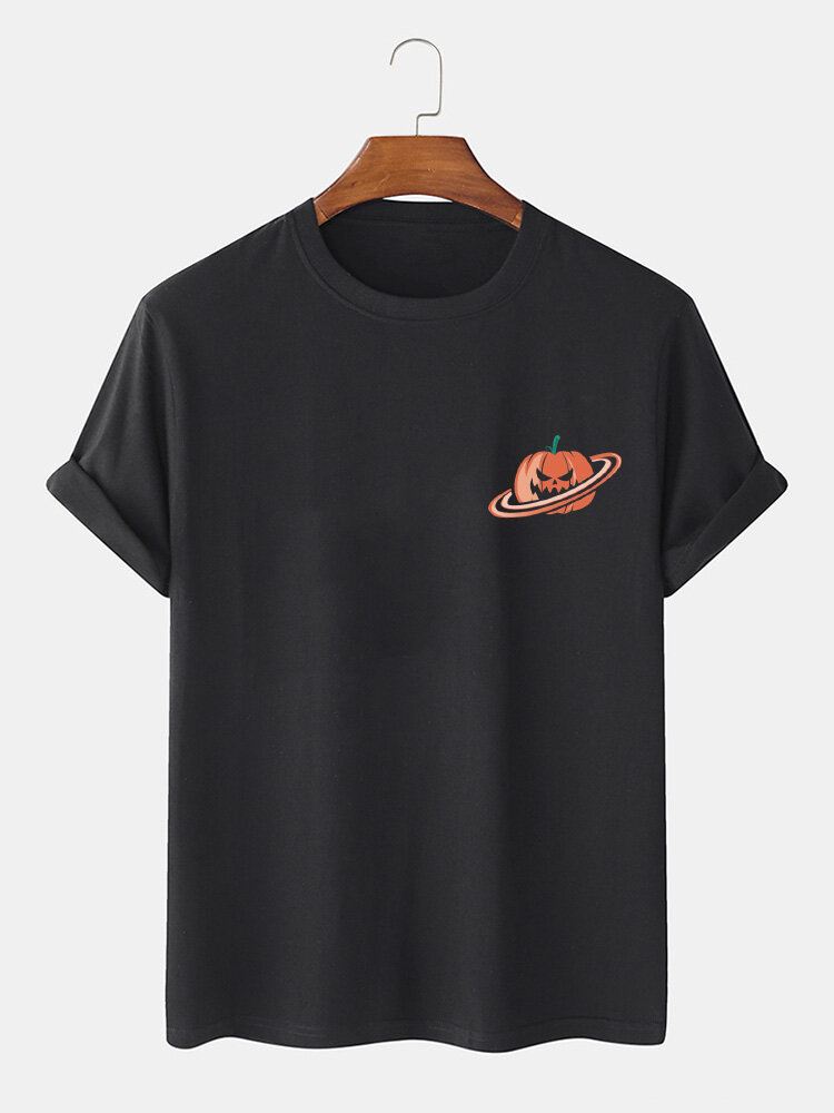 100 % Puuvillaa Miesten Halloween Pumpkin Print Lyhythihaiset T-paidat