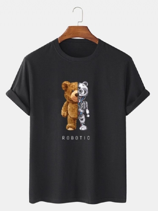 Miesten 100 % Cotton Bear Graphics Lyhythihainen T-paita