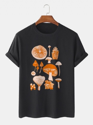 Miesten 100 % Puuvilla Vintage Mushroom Print O-pääntie Lyhythihainen Rento T-paita