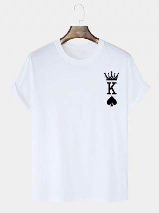 Miesten 100 % Puuvillaa Crown King Of Spades Poker Print T-paidat