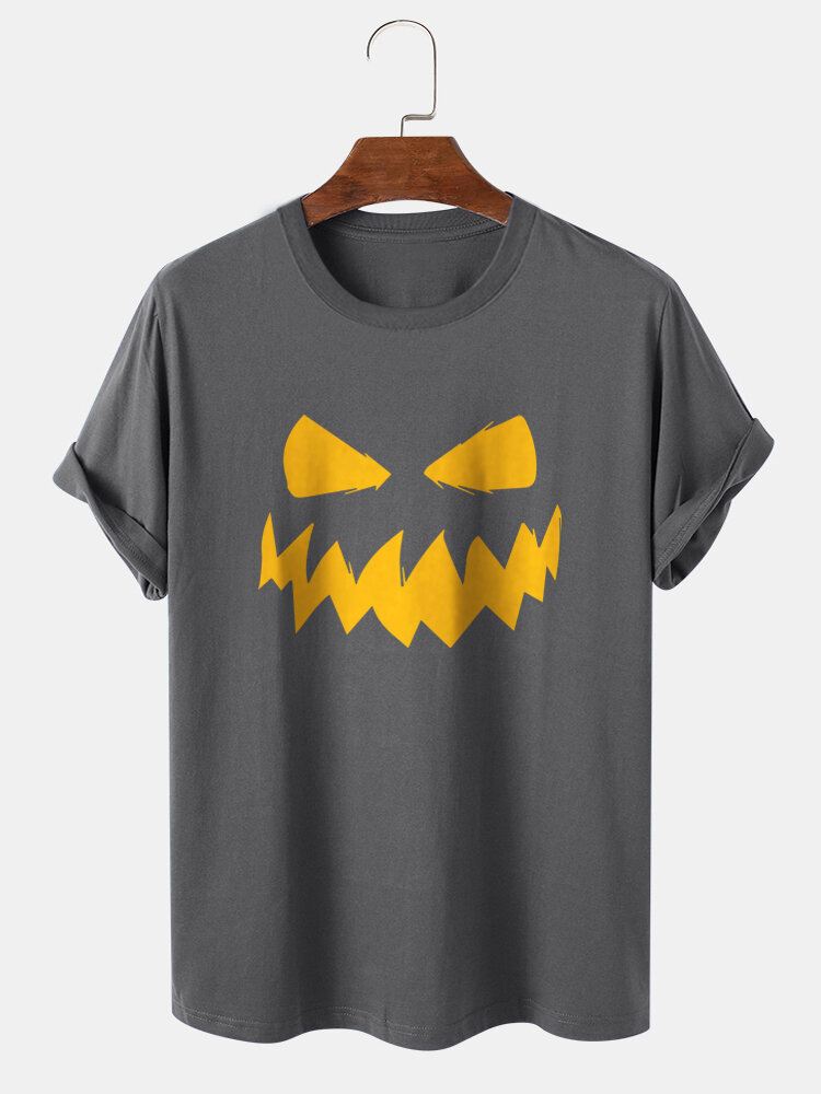 Miesten 100 % Puuvillaa Halloween-teema Grimace Printed Lyhythihainen T-paita