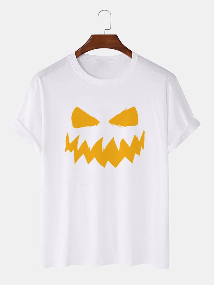 Miesten 100 % Puuvillaa Halloween-teema Grimace Printed Lyhythihainen T-paita