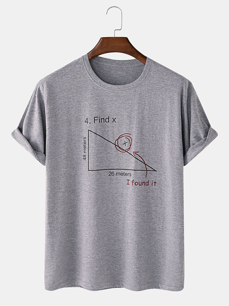 Miesten 100 % Puuvillaa Mathematics Geometry Print Lyhythihaiset T-paidat