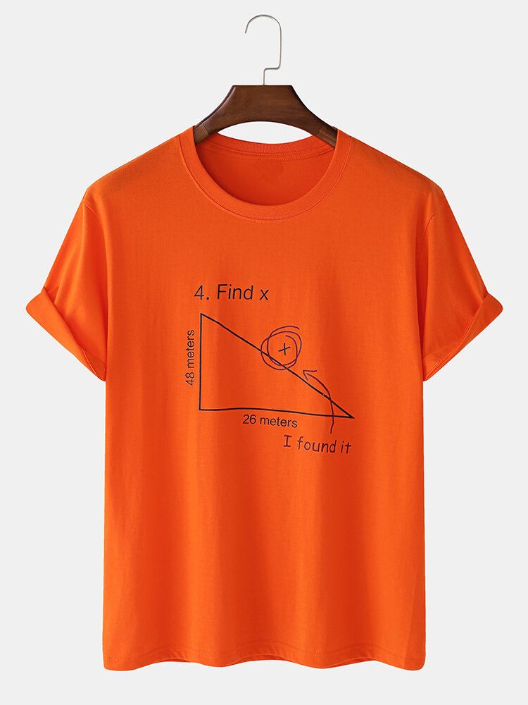 Miesten 100 % Puuvillaa Mathematics Geometry Print Lyhythihaiset T-paidat