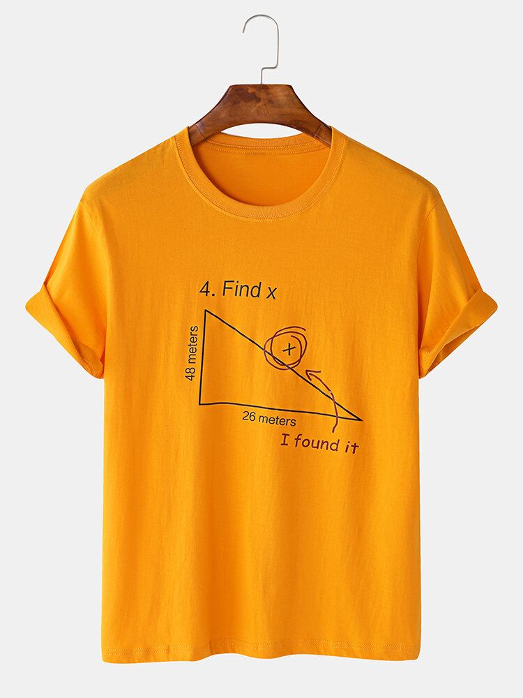 Miesten 100 % Puuvillaa Mathematics Geometry Print Lyhythihaiset T-paidat