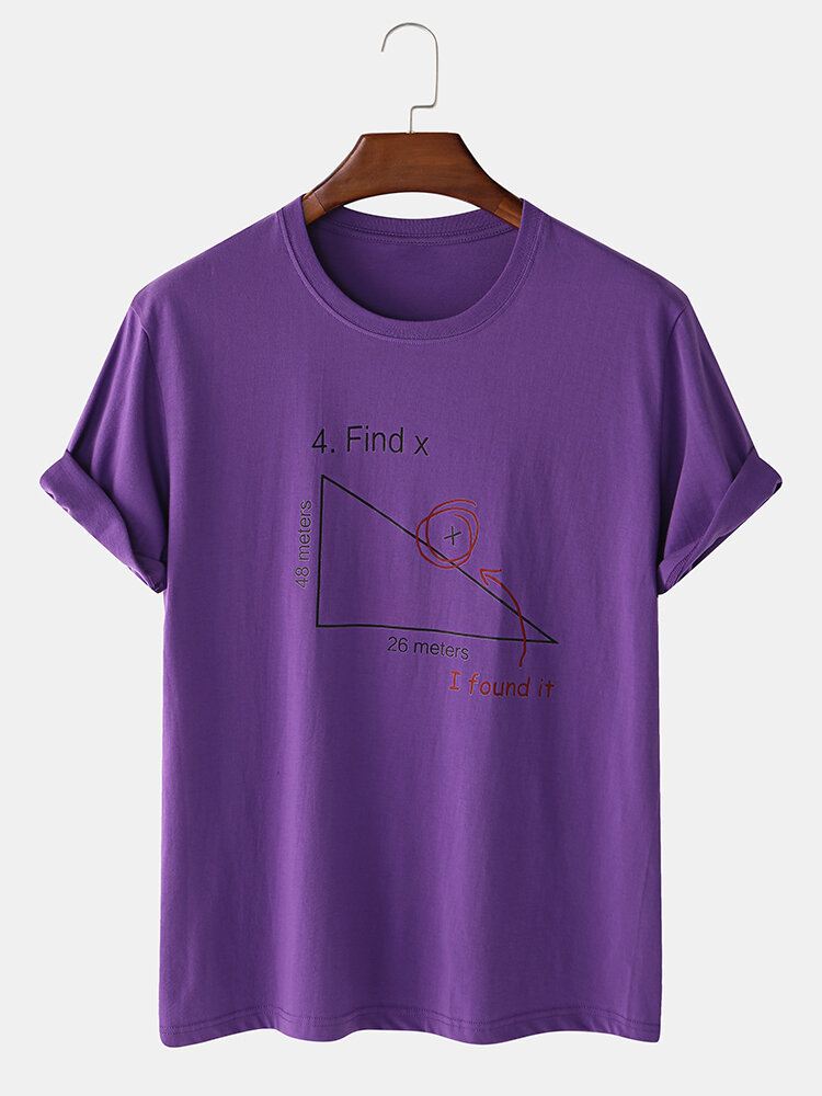 Miesten 100 % Puuvillaa Mathematics Geometry Print Lyhythihaiset T-paidat