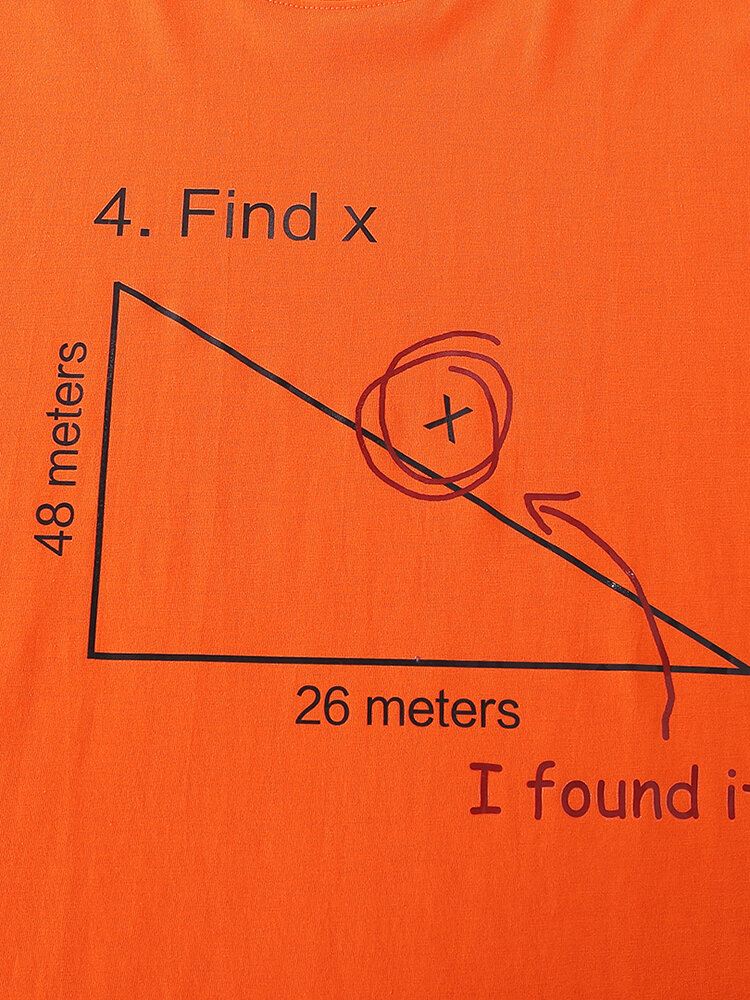 Miesten 100 % Puuvillaa Mathematics Geometry Print Lyhythihaiset T-paidat