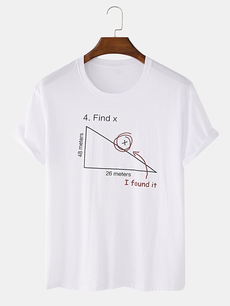 Miesten 100 % Puuvillaa Mathematics Geometry Print Lyhythihaiset T-paidat