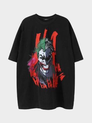 Miesten 100 % Puuvillaa Monivärinen Clown Print Crew Neck Löysä Fit Casual T-paita