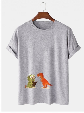 Miesten 100 % Puuvillaa Sarjakuva Dinosauruskuvioiset Lyhythihaiset Vapaa-ajan T-paidat