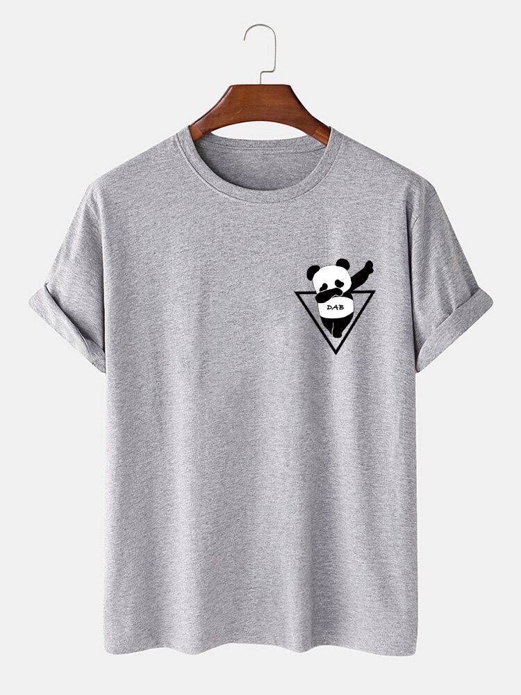 Miesten 100 % Puuvillaa Sarjakuva Panda Print Lyhythihaiset T-paidat