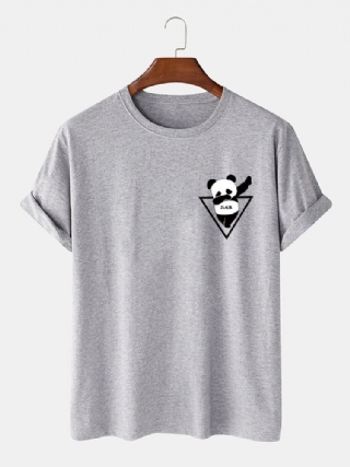 Miesten 100 % Puuvillaa Sarjakuva Panda Print Lyhythihaiset T-paidat